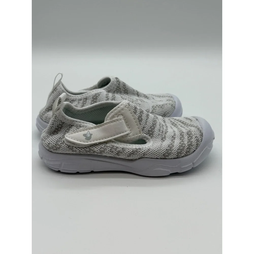 Kids Gray White Tiger Stripe Mesh Water Shoes Slip On Sneakers‎ Size 7/8